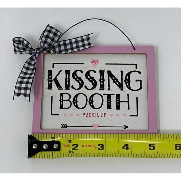 Valentines Day Mini Sign Pink Kissing Booth Farmhouse Tiered Tray Decor Holiday - Picture 9 of 11